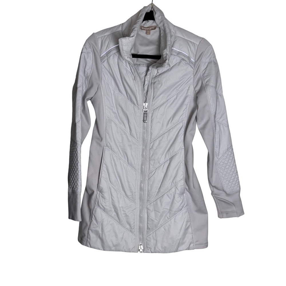 Athleta Women Rock Ridge Grey Quilted Performance Jacket Size S Thumbholes